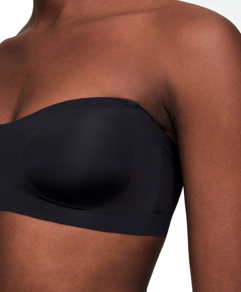 Oysho Invisible Polyamide Bandeau Bra With Removable Straps Svarte | OEHW63075