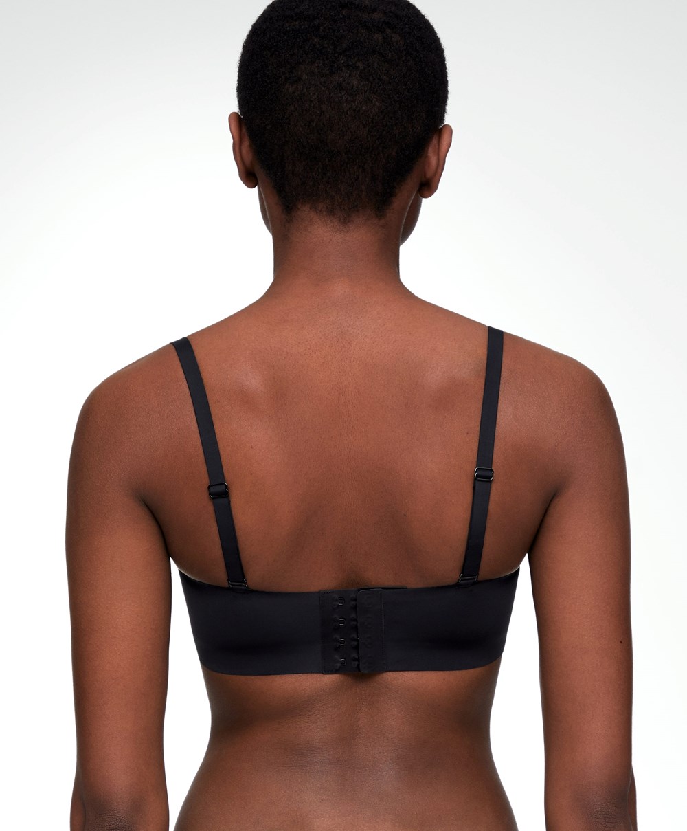 Oysho Invisible Polyamide Bandeau Bra With Removable Straps Svarte | OEHW63075