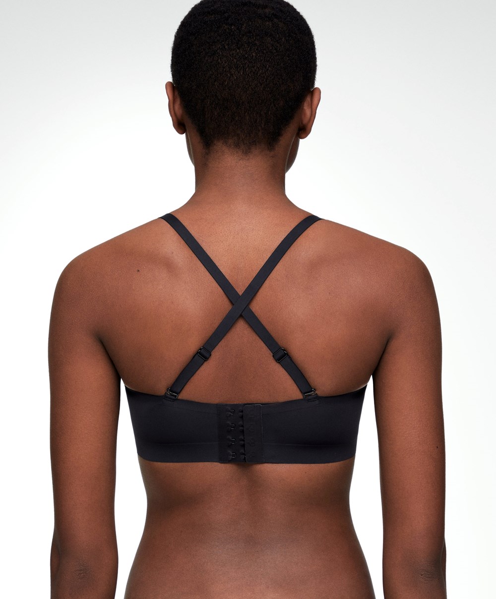 Oysho Invisible Polyamide Bandeau Bra With Removable Straps Svarte | OEHW63075