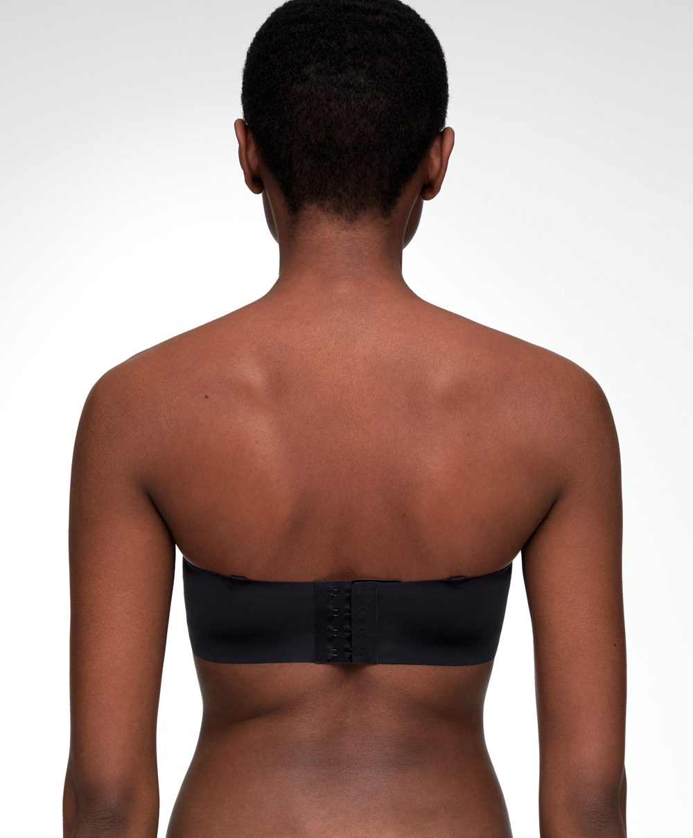 Oysho Invisible Polyamide Bandeau Bra With Removable Straps Svarte | OEHW63075