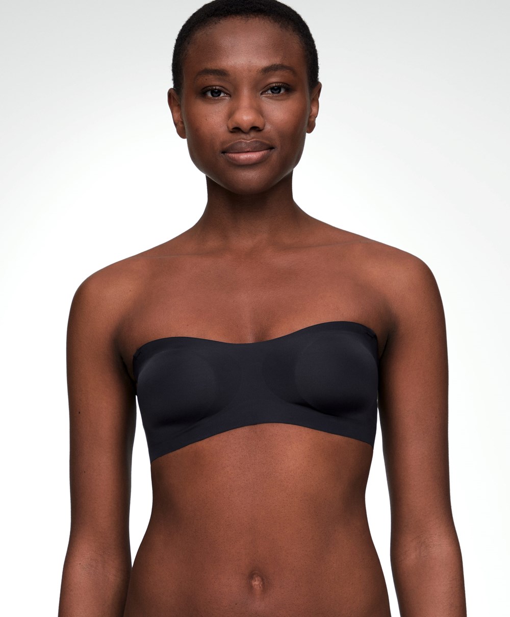 Oysho Invisible Polyamide Bandeau Bra With Removable Straps Svarte | OEHW63075