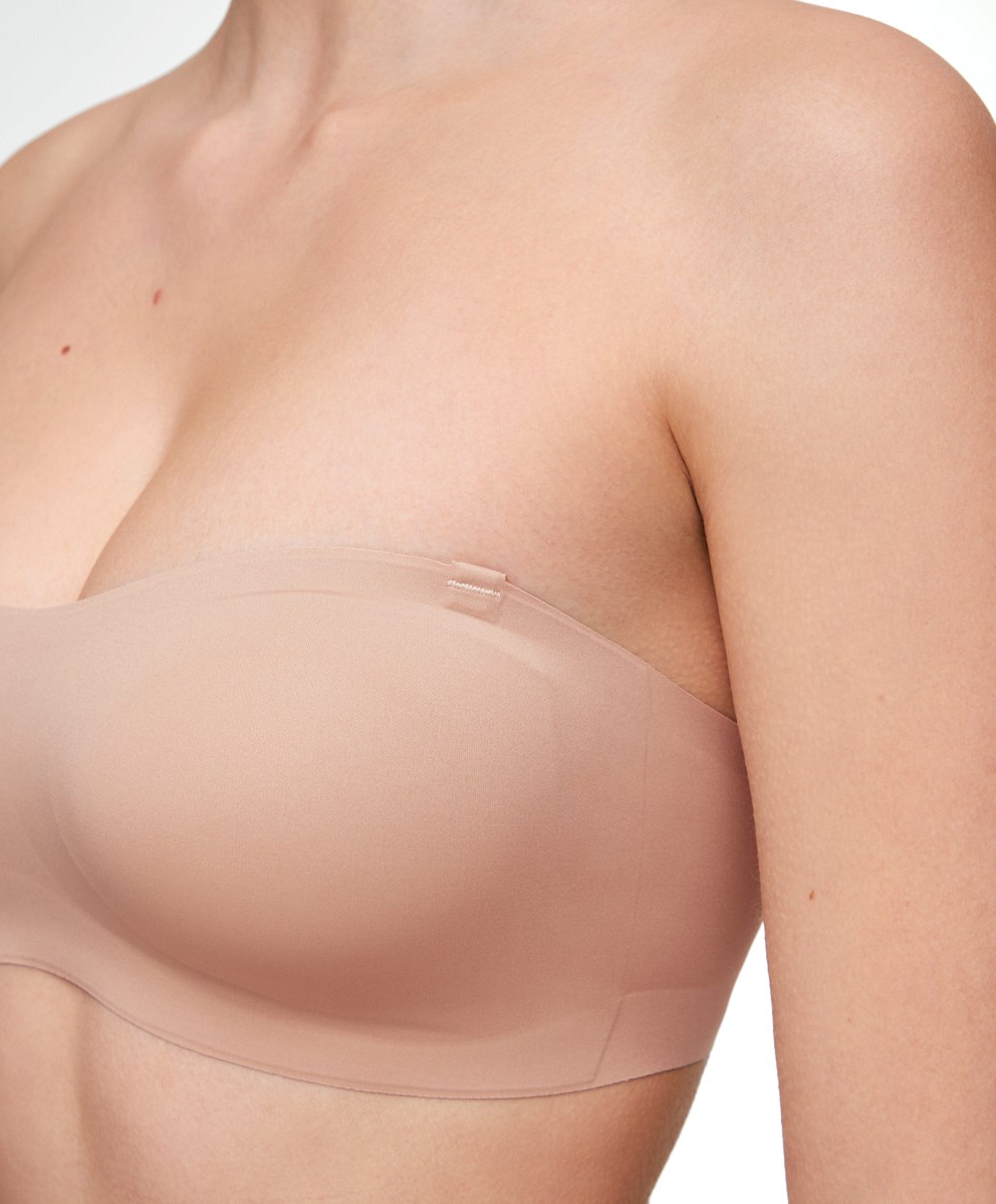 Oysho Invisible Polyamide Bandeau Bra With Removable Straps Beige | ZSFX31074