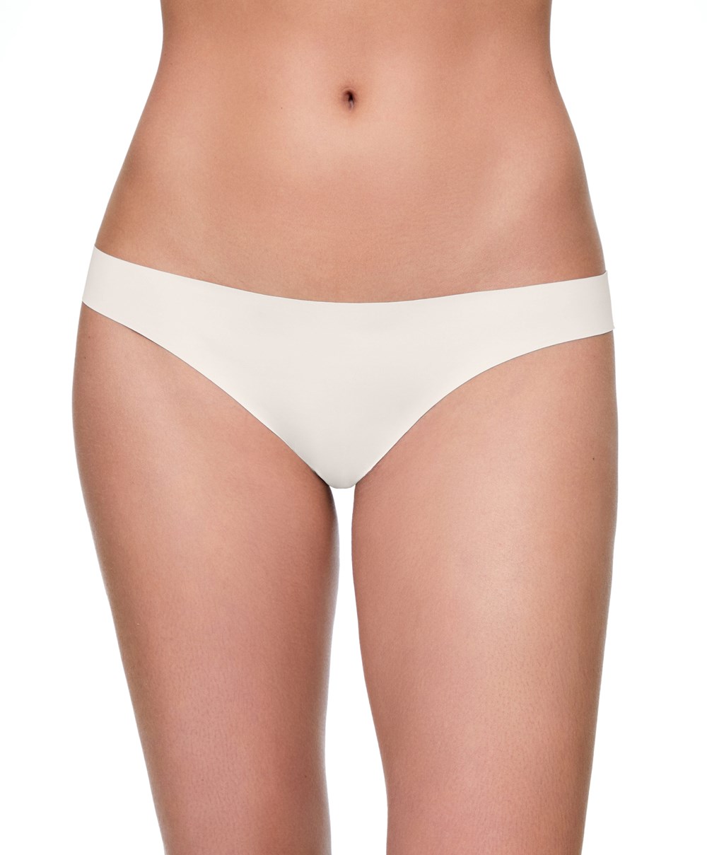 Oysho Invisible Polyamide Thong Pale Ecru | GZOQ53064