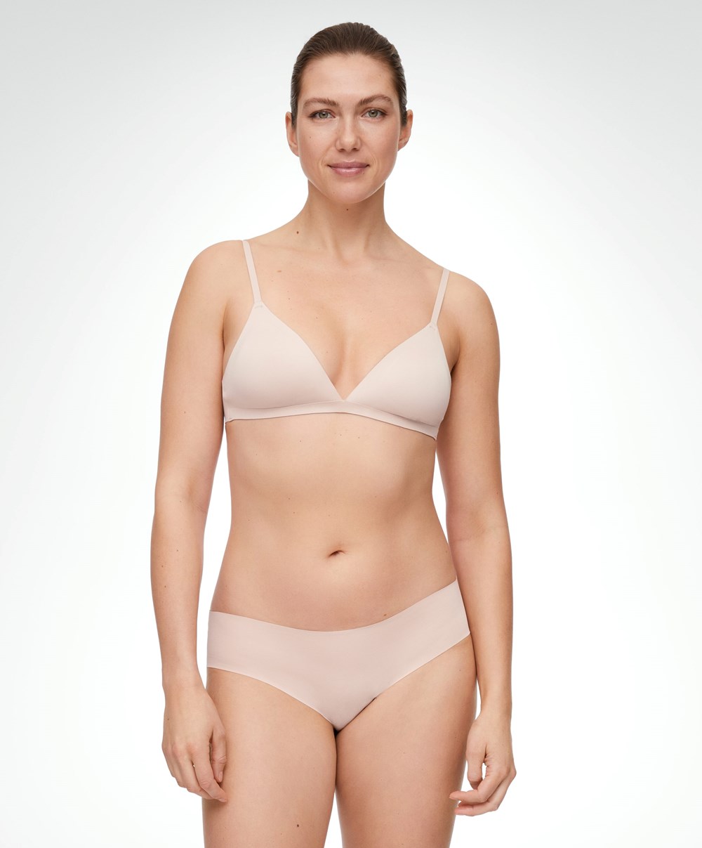 Oysho Invisible Polyamide Triangle Bra Almond | GUWX76951