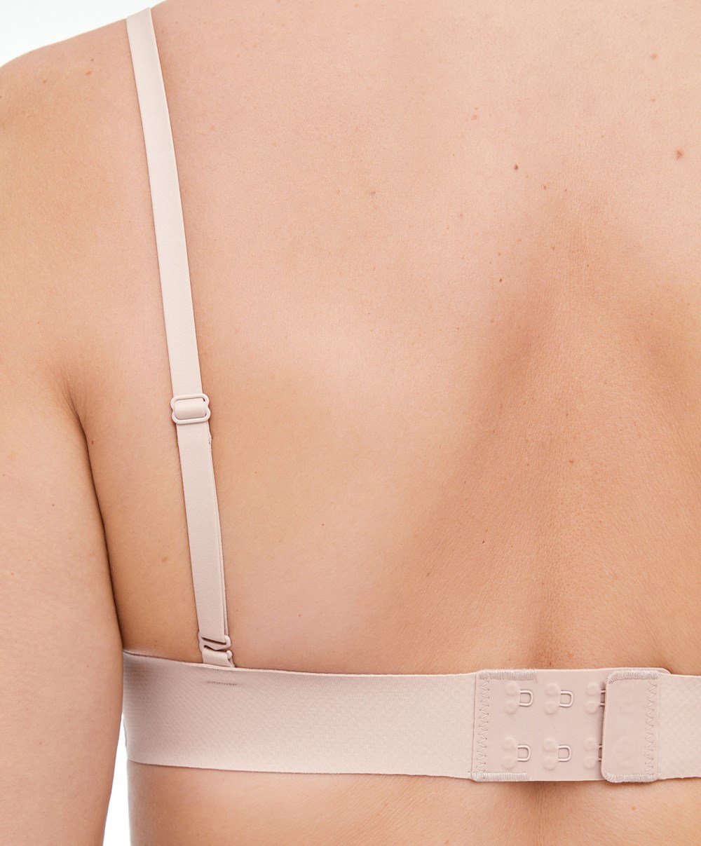 Oysho Invisible Polyamide Triangle Bra Almond | GUWX76951