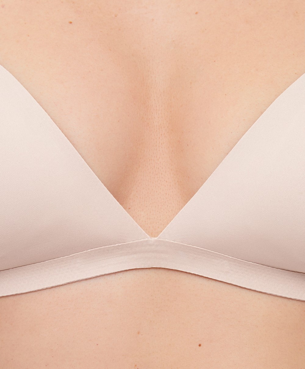 Oysho Invisible Polyamide Triangle Bra Almond | GUWX76951