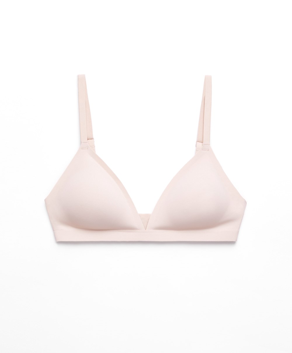 Oysho Invisible Polyamide Triangle Bra Almond | GUWX76951