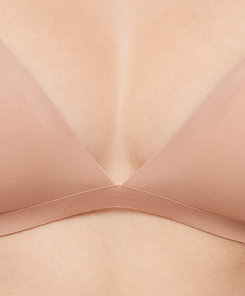 Oysho Invisible Polyamide Triangle Bra Beige | VTBD26753