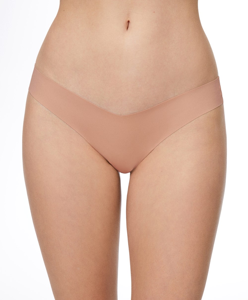 Oysho Invisible “v”-cut Thong Beige | CUHM45123