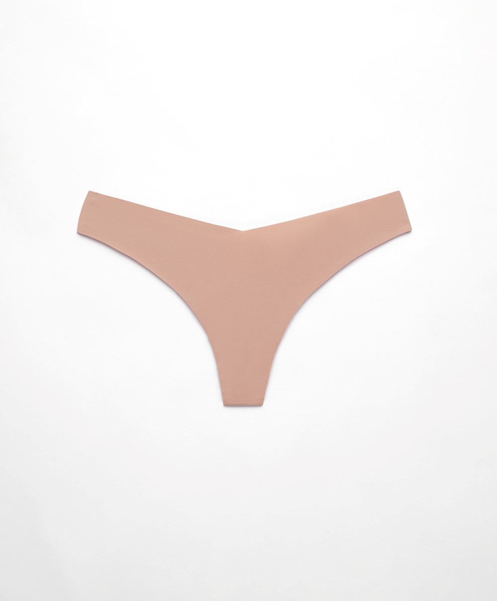 Oysho Invisible “v”-cut Thong Beige | CUHM45123