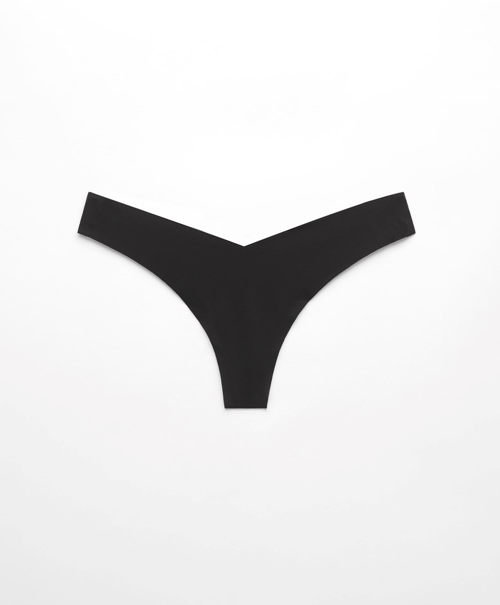 Oysho Invisible “v”-cut Thong Svarte | FMGV67813