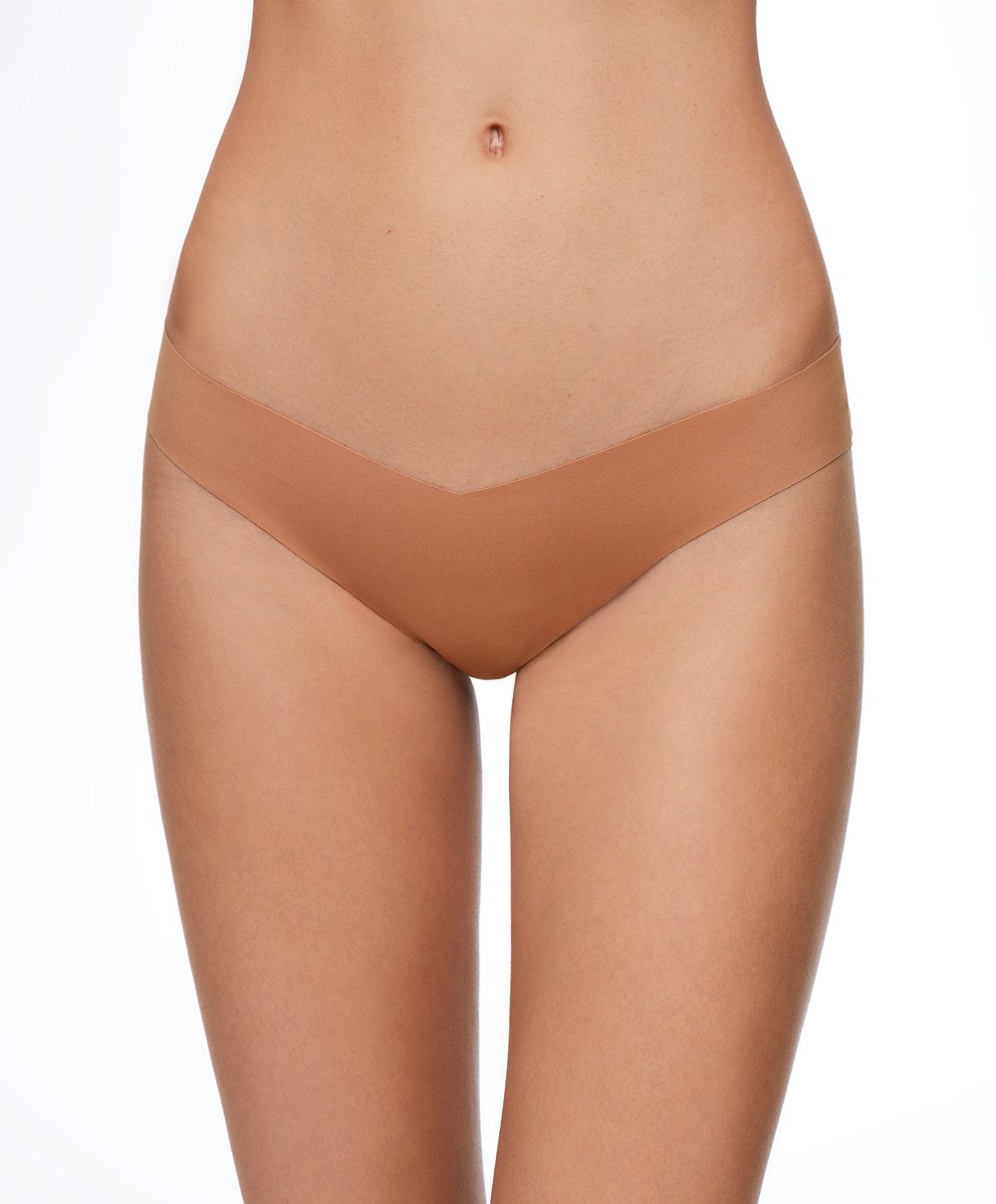 Oysho Invisible “v”-cut Thong Tan | BLTF63895