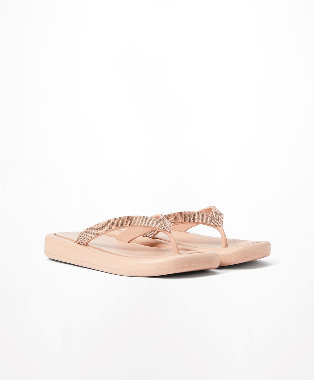 Oysho Jewel Beach Sandals Beige Rosa | TIBD62510