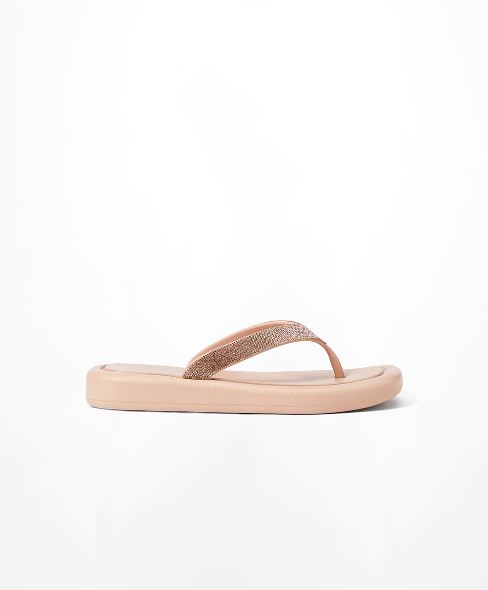 Oysho Jewel Beach Sandals Beige Rosa | TIBD62510