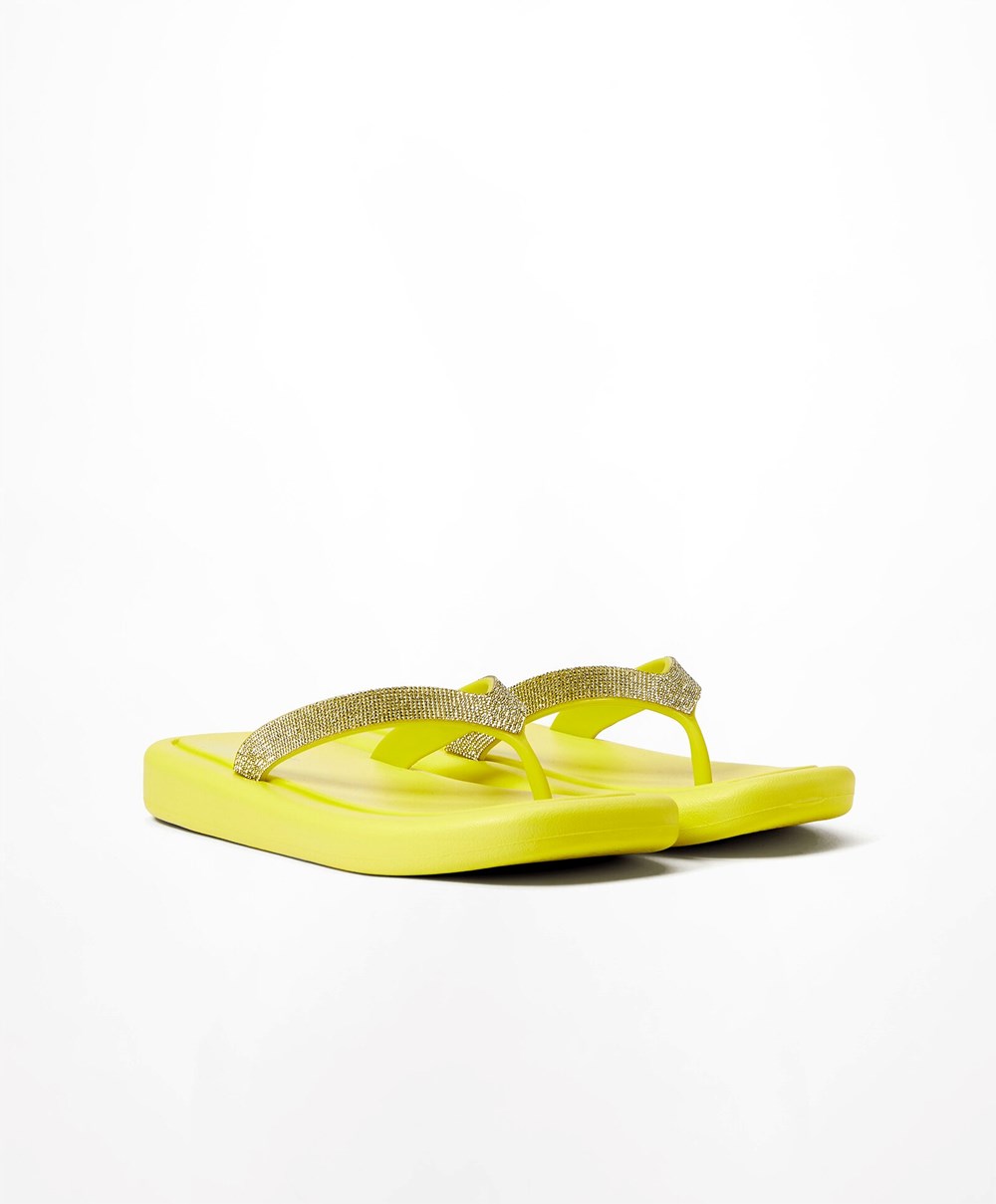 Oysho Jewel Beach Sandals Gul | DUHC01954