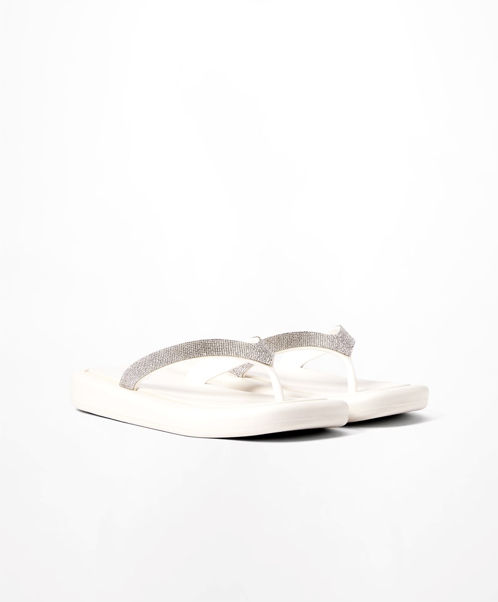 Oysho Jewel Beach Sandals Hvite | CWJP53864