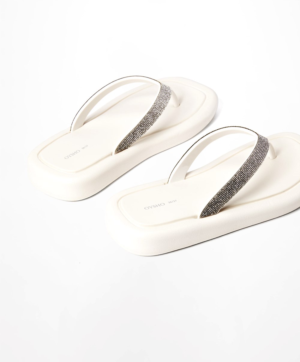 Oysho Jewel Beach Sandals Hvite | CWJP53864