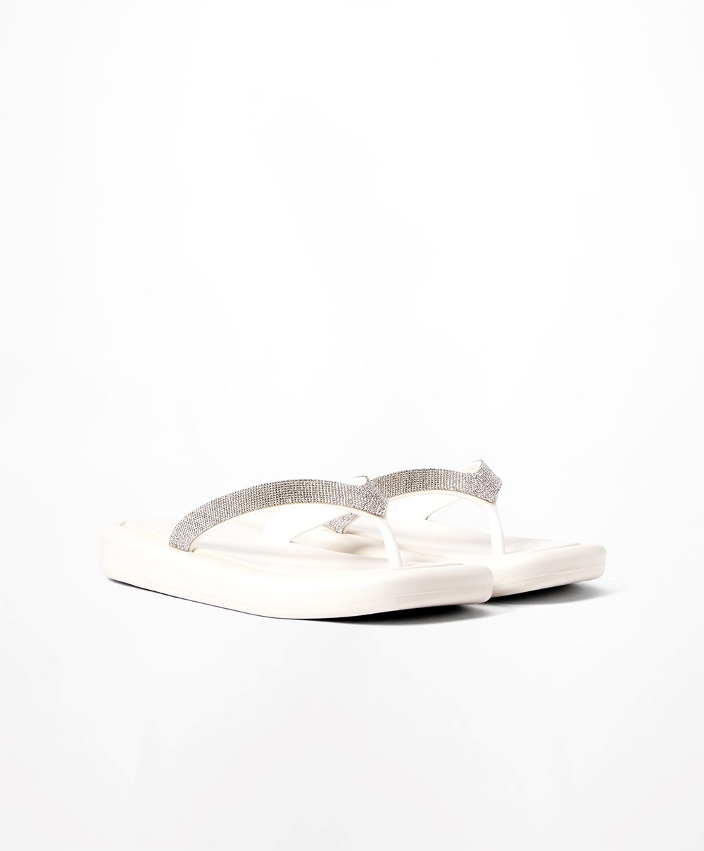 Oysho Jewel Beach Sandals Hvite | IKNO72483