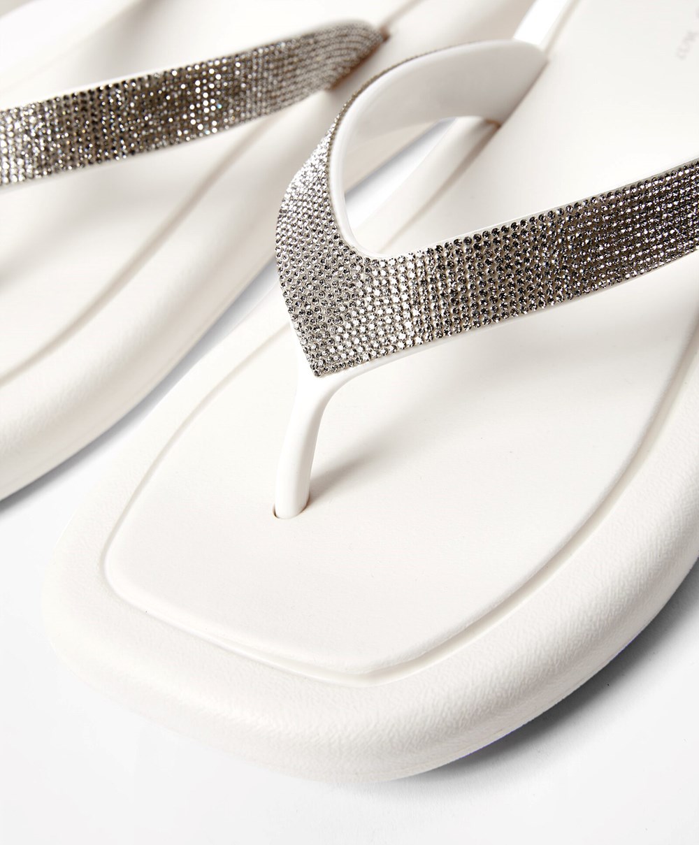 Oysho Jewel Beach Sandals Hvite | IKNO72483