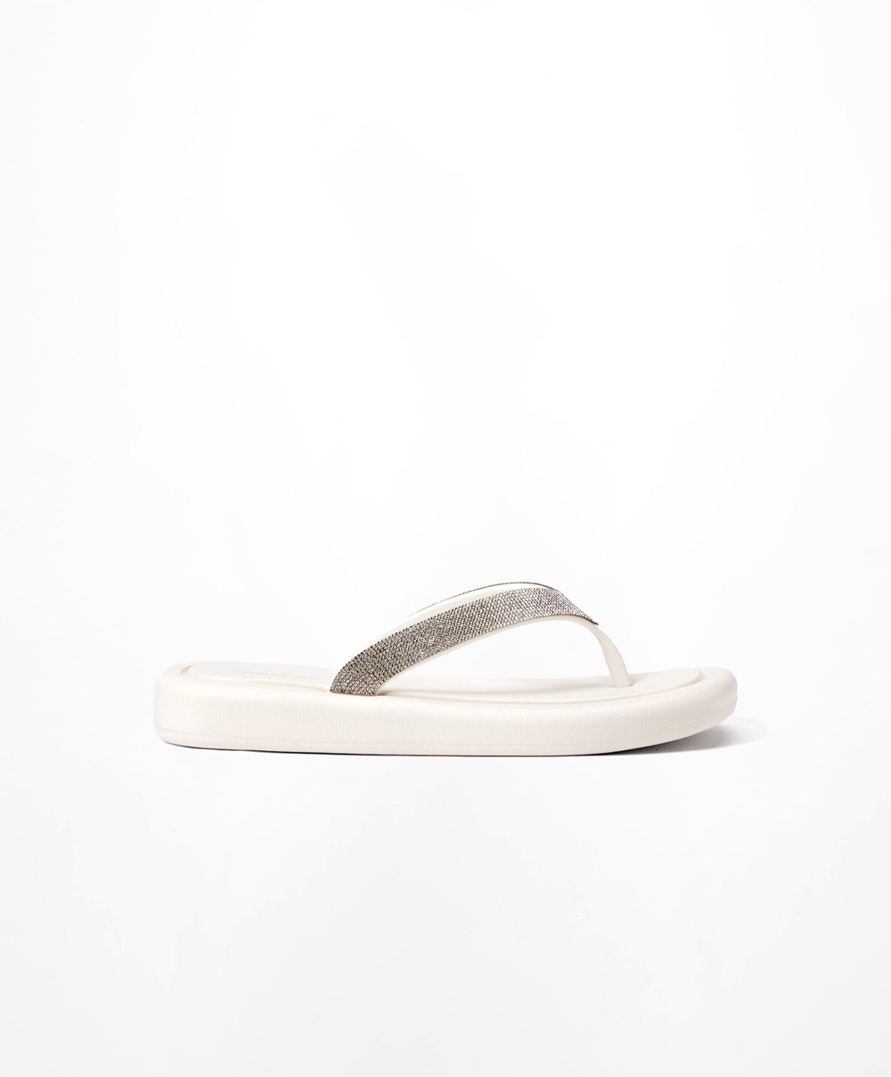 Oysho Jewel Beach Sandals Hvite | IKNO72483