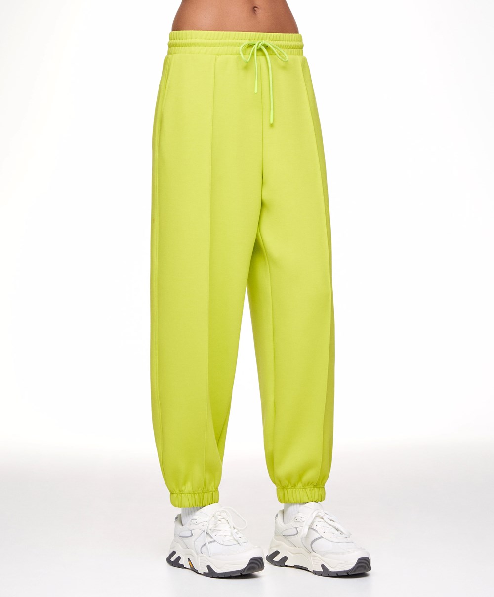 Oysho Joggers With Interlock Detail Lime | SUGT98276