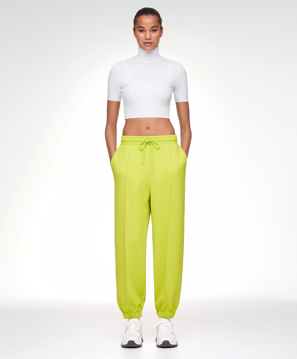 Oysho Joggers With Interlock Detail Lime | SUGT98276