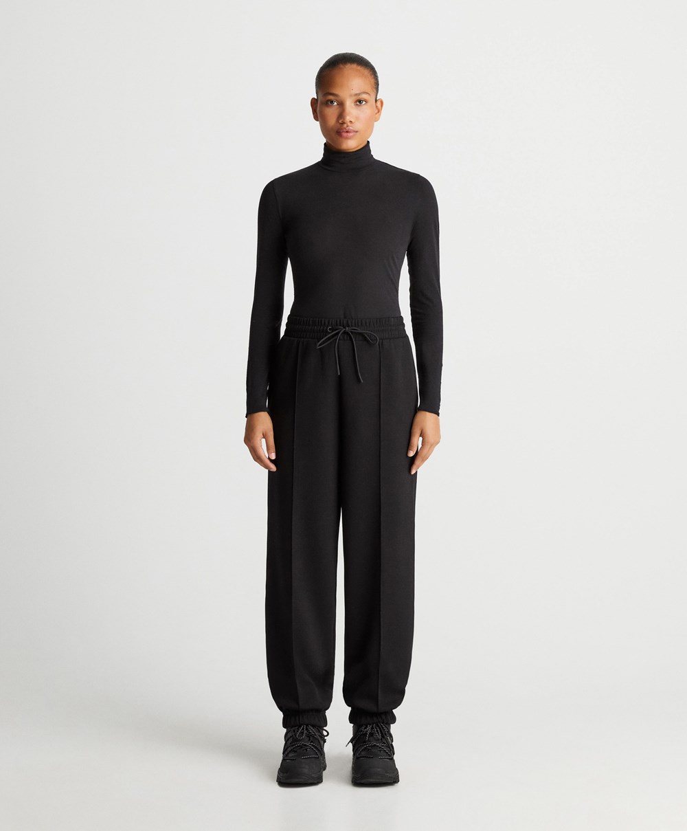 Oysho Joggers With Interlock Detail Svarte | PHGM38016