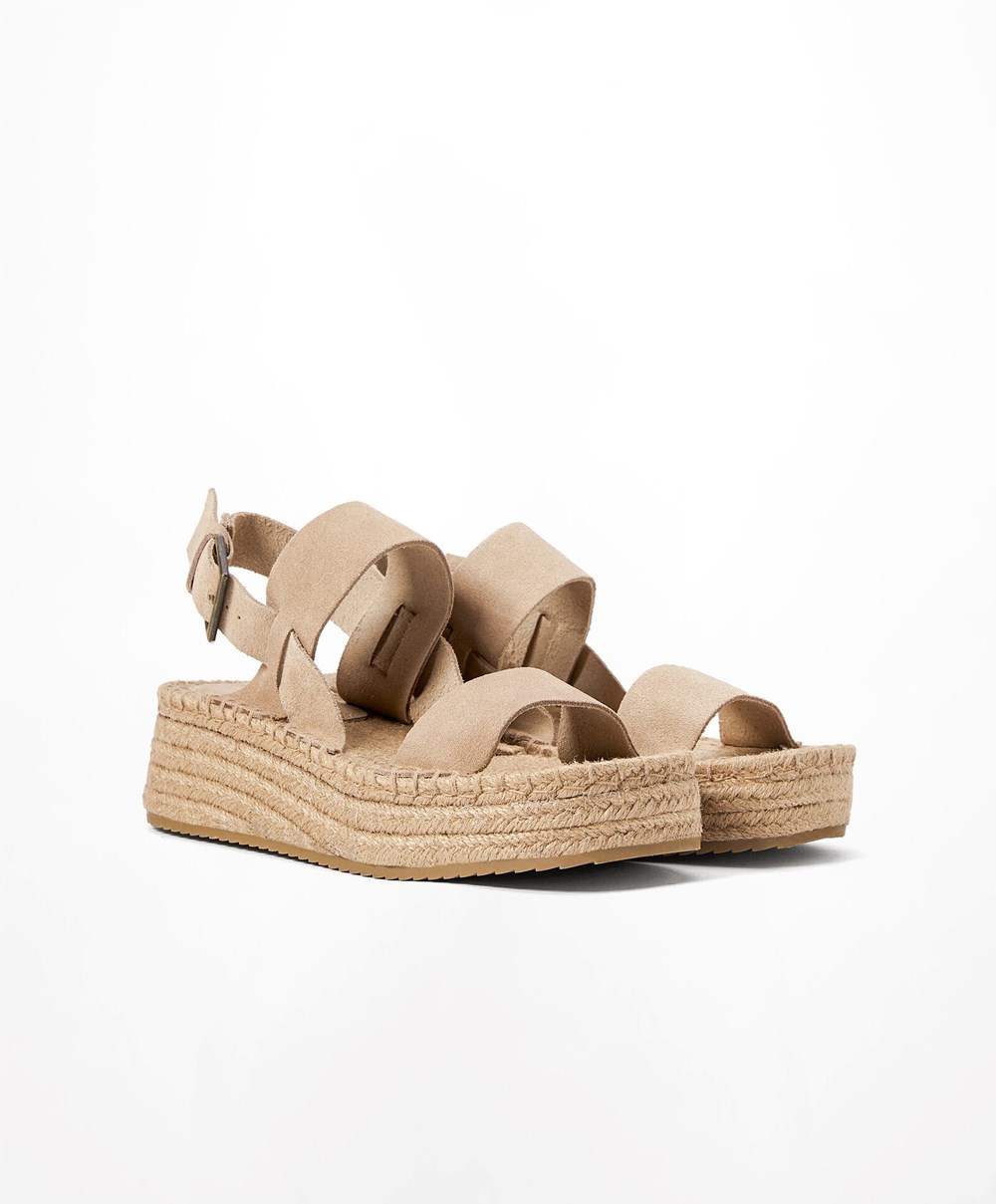 Oysho Jute Wedges With Split Semsket Skinn Brune | IFVS30926