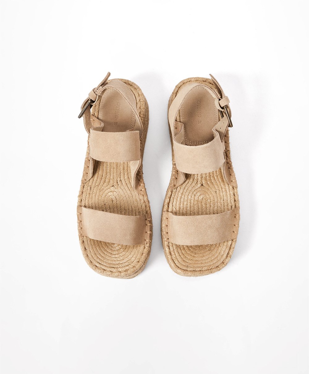 Oysho Jute Wedges With Split Semsket Skinn Brune | IFVS30926