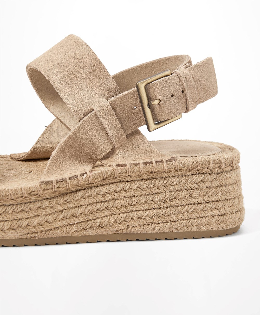 Oysho Jute Wedges With Split Semsket Skinn Brune | IFVS30926