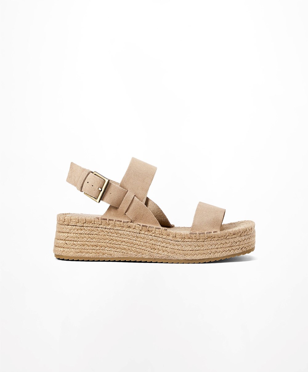 Oysho Jute Wedges With Split Semsket Skinn Brune | IFVS30926