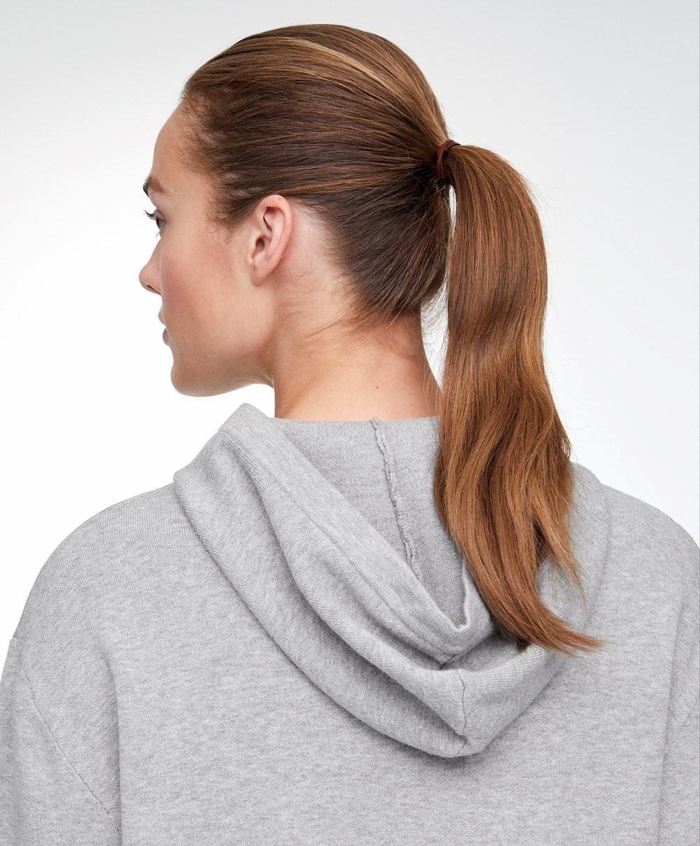 Oysho Knit Hoodie Grå | TLAE65829