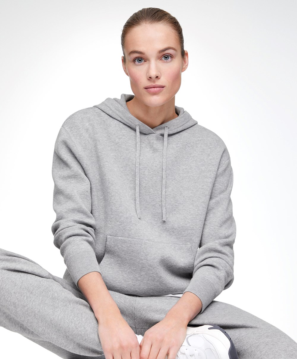 Oysho Knit Hoodie Grå | TLAE65829