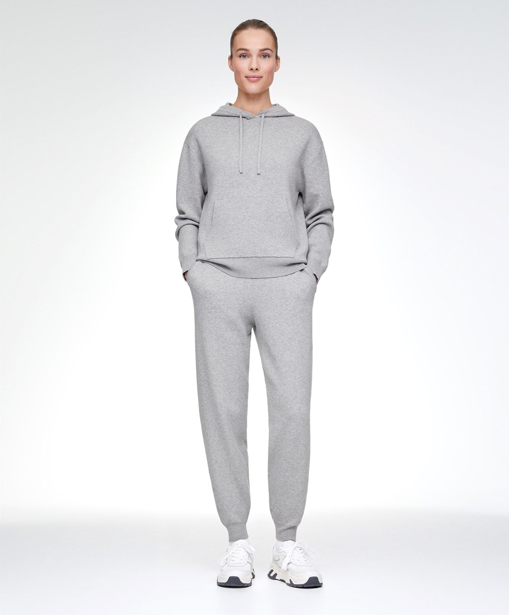 Oysho Knit Hoodie Grå | TLAE65829