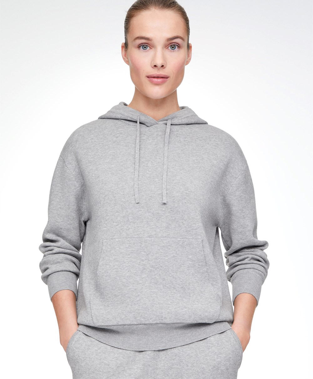 Oysho Knit Hoodie Grå | TLAE65829