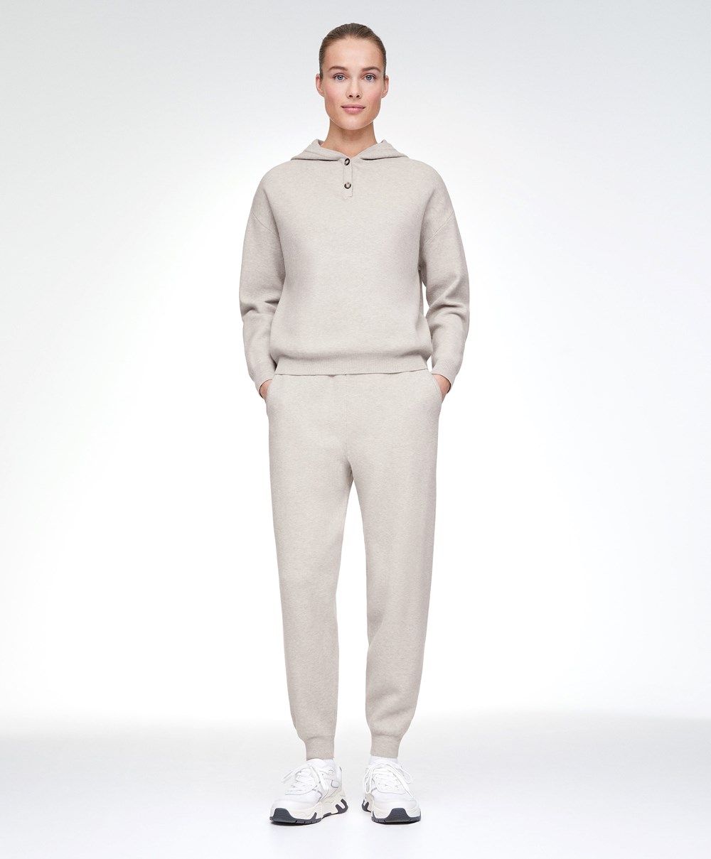 Oysho Knit Joggers Stone | CGXB68392