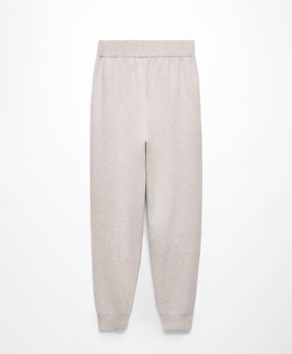 Oysho Knit Joggers Stone | CGXB68392