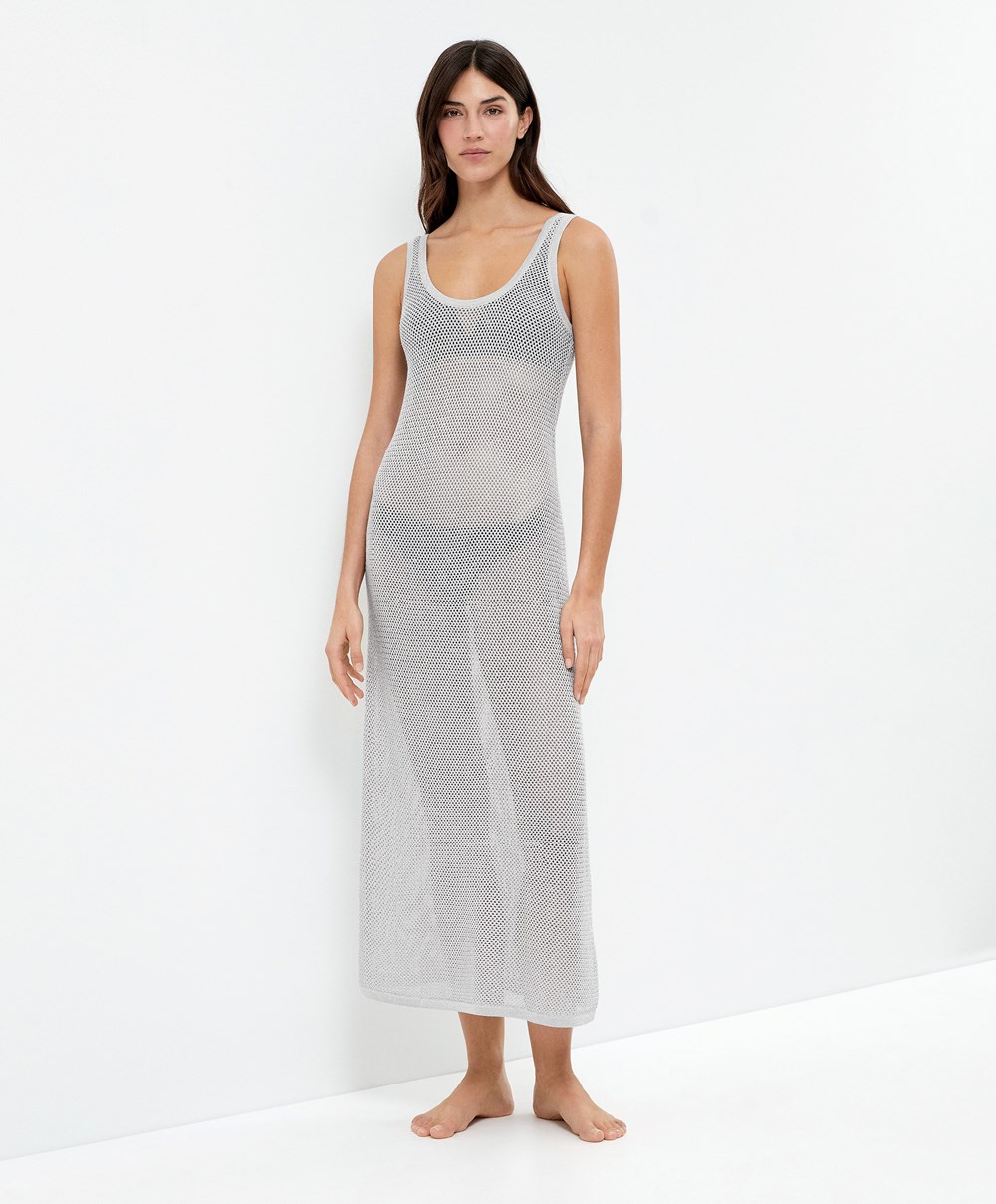 Oysho Knit Midi Kjoler Sølv | GENH71896