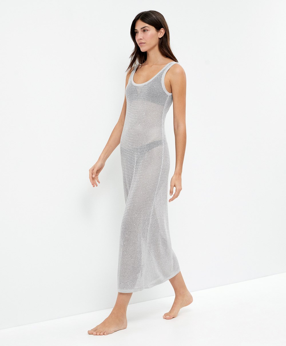 Oysho Knit Midi Kjoler Sølv | GENH71896