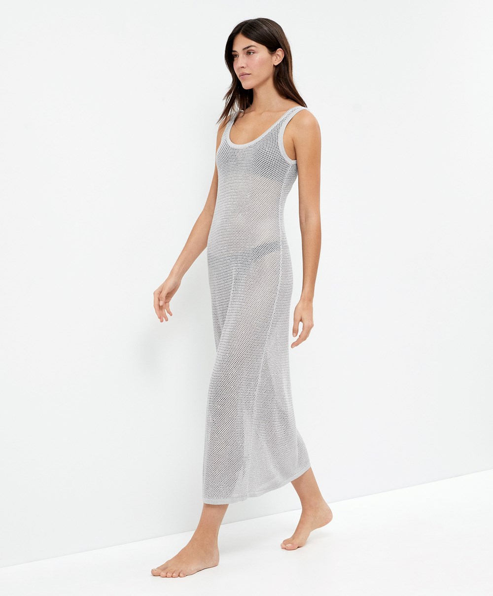 Oysho Knit Midi Kjoler Sølv | YHGO30658