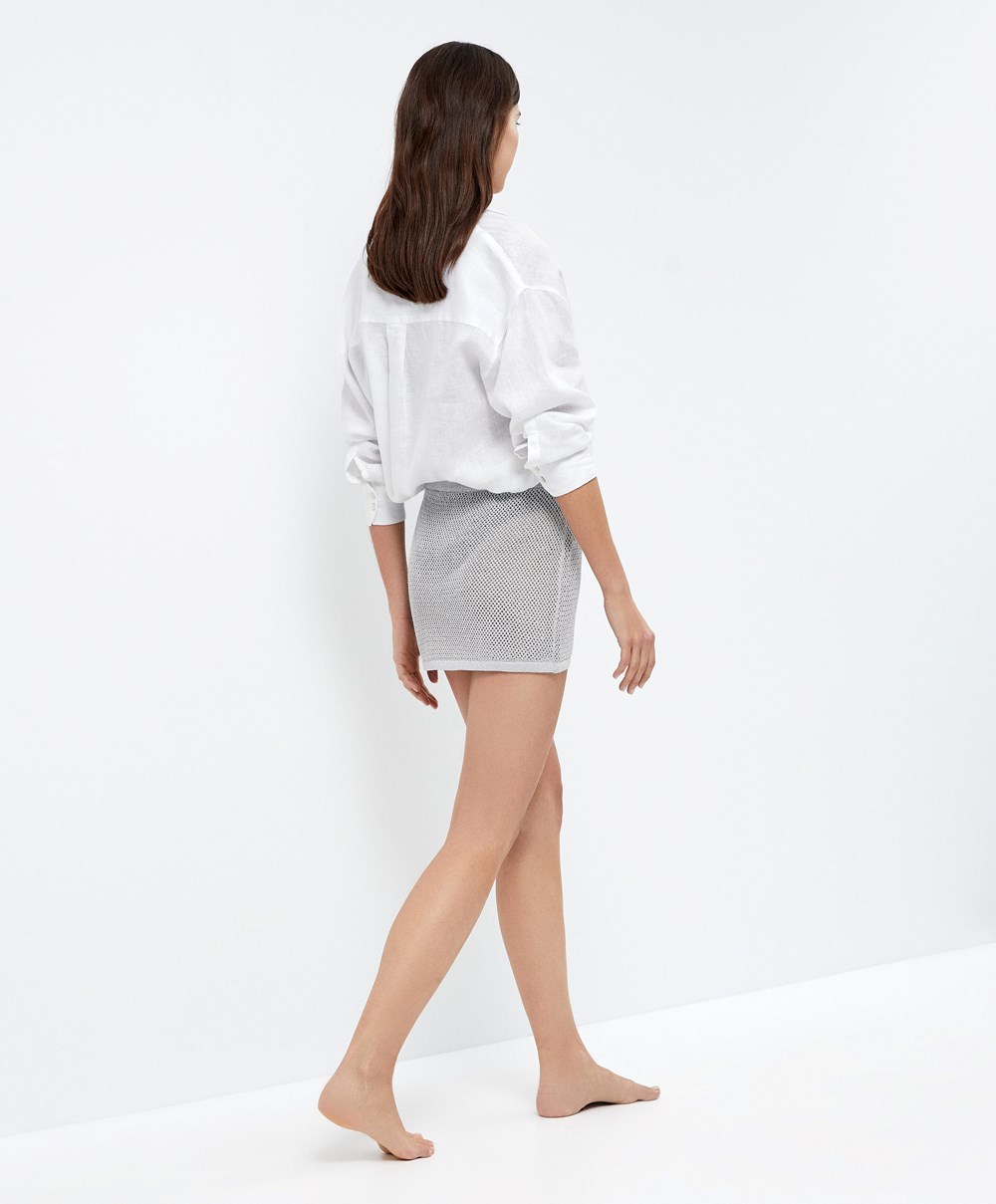 Oysho Knit Mini Skirt Sølv | AFKL72930