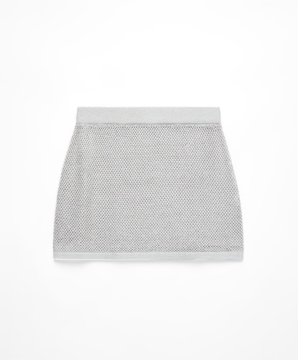 Oysho Knit Mini Skirt Sølv | AFKL72930