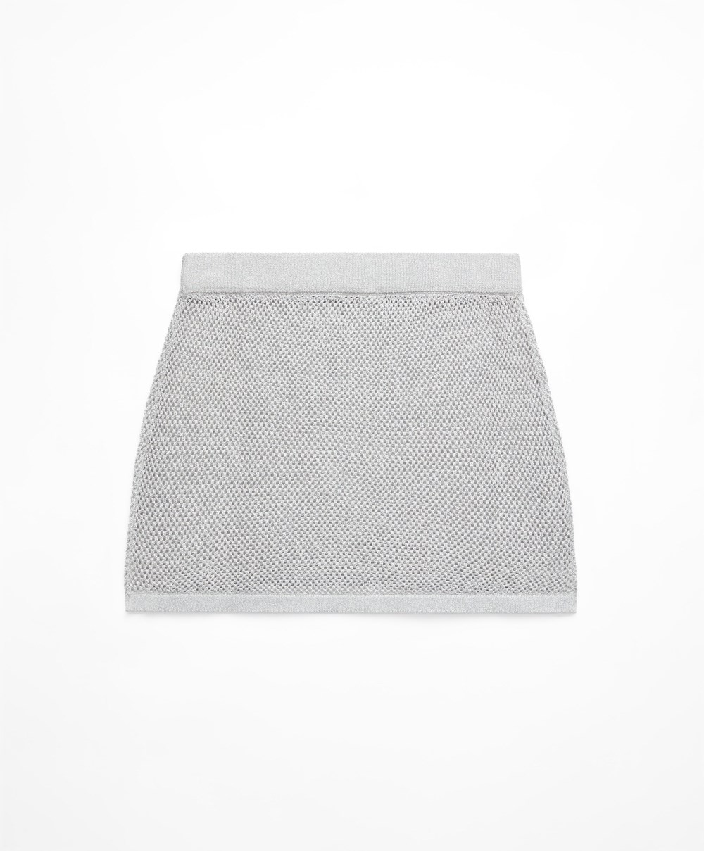 Oysho Knit Mini Skirt Sølv | AFKL72930