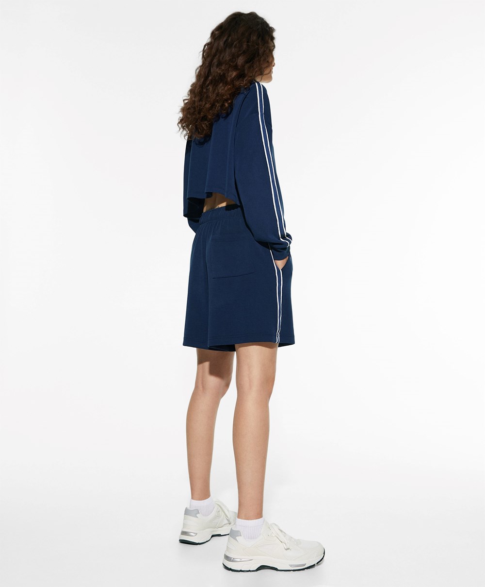 Oysho Kort Modal Nautical Total Look Marineblå Blå | PURX96735