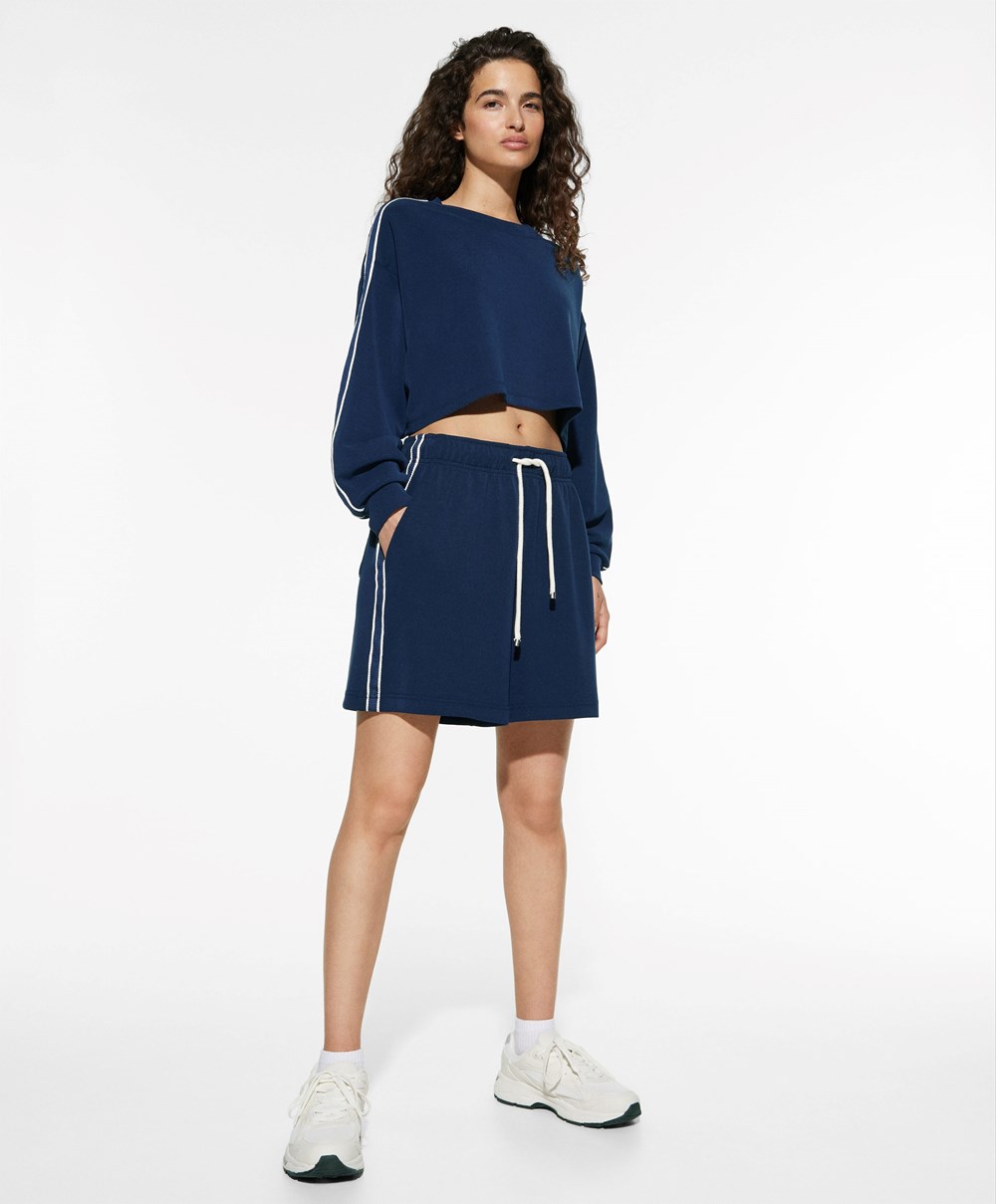 Oysho Kort Modal Nautical Total Look Marineblå Blå | PURX96735