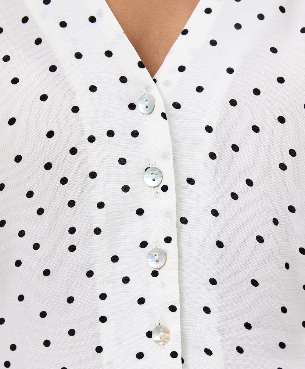 Oysho Kort Polka Dot Kjoler Ecru | FHXN47615