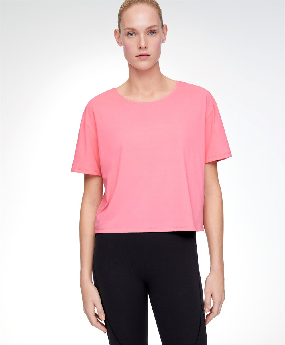 Oysho Kort-sleeved Technical T-shirt Rosa | QSZY89431