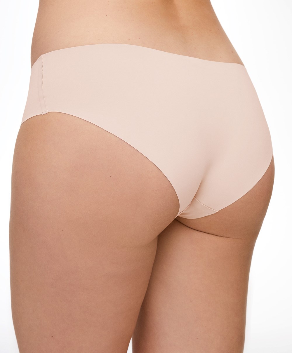 Oysho Laser-cut Invisible Classic Briefs Almond | HSYJ94016