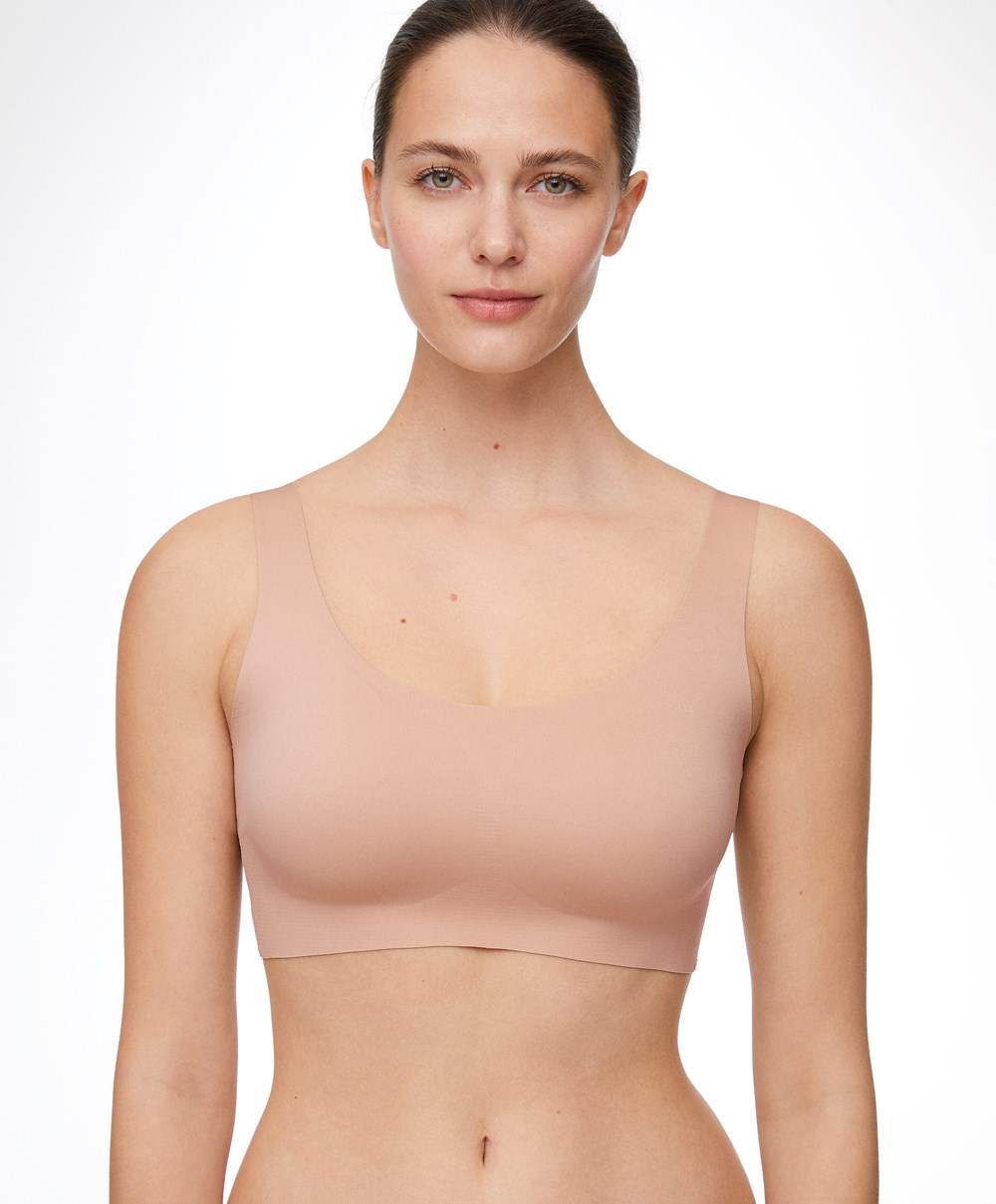 Oysho Laser-cut Invisible T-shirt Bra Top Beige | LFJV81574