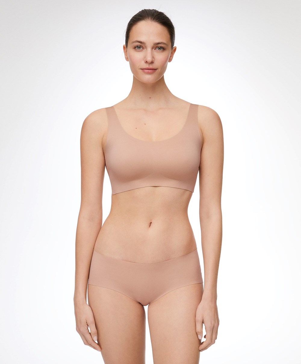 Oysho Laser-cut Invisible T-shirt Bra Top Beige | LFJV81574